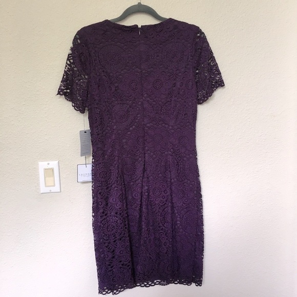 Laundry Shelli Segal Purple(blackberry) Short Sleeve Lace Mini dress - Picture 2 of 5